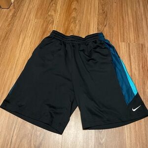 Nike Men's Black Shorts with Blue Stripes